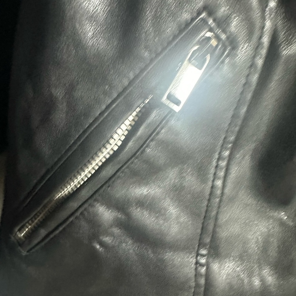 H&M Divided Black Faux Leather Biker Jacket Moto 12 L Zip - Picture 5 of 5